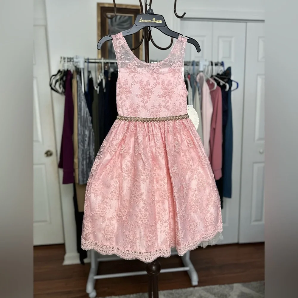 AMERICAN PRINCESS PINK DRESS GIRL’S SIZE 7 FORMAL WEDDING